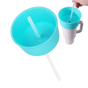 Potes de café suporte de copo lanche tigela 40oz tumbler com palha e tampa reutilizável portátil à prova de vazamento de silicone para viagens de carro