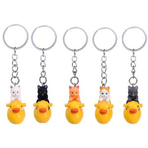 Animal Keyrings Keychains Riding Duck Cat Pendant Key Rings Cute Cartoon Design Car Key Chains Keyfob Bag Charms for Women Men Gift DIY Fashion Jewelry Accessories