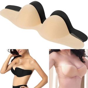 Reggiseno invisibile senza spalline autoadesivo da donna in tinta unita push up in silicone Stick senza schienale su gel Busty Boob Intimates Accessori 2264G