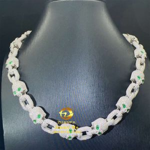 Personalizado novo design passar diamante tester 925 prata esterlina branco banhado a ouro vvs1 moissanite cubana link corrente crânio colar