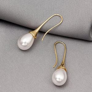 Studörhängen Boako 925 Sterling Silver for Women Anniversary Gift Temperament Water Drop Summer Pearl Ear Hook Charming Earring