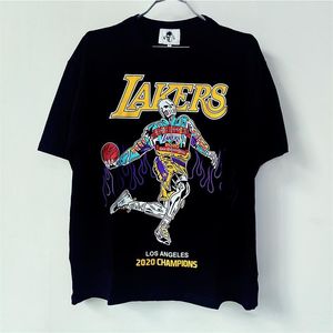 Warren T-Shirts Şampiyonu James Baskı Erkekleri Lotas Tee Kadın T-Shirts Basketbol Oyuncusu Gevşek Tees Erkekler Gündelik Gömlek Siyah Tee S-XL275P