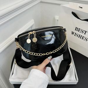 Waist Bags Chain Chest Bag for Women Banana Shoulder Leather Fanny Pack Casual Half Moon Belt Travel Crossbody 231013