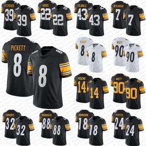 8 George Pickens Kenny Pickett TJ Watt Camisa de futebol 24 Joey Porter Jr Franco Najee Harris Troy Polamalu Minkah Fitzpatrick Pat Freiermuth Cameron Heyward Bettis