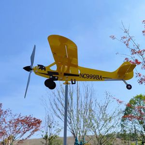 Garden Decorations Model Garden Outdoor Decoration 3D Metal Airplane Windsock Weather Vane Yard Garden Decorations 231013