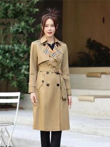 Autumn and Winter New Line Mid length Straight Simple Coat Women's British Style Solid Color with Plaid Street Women