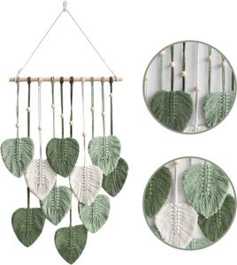 Foglie appese al muro macrame, decorazioni per decorazioni da parete boho foglie intrecciate e decorazioni delle navi, arte della parete piuma fatta a mano 1221707