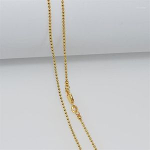 1 peça colar cheio de ouro moda jóias contas bola link corrente 2mm colar 16-30 polegadas pingente chain1317x