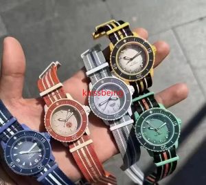 2022 Top New Bioceramic Case Co-branded Luxury Designer Watch Movimento Mecânico Dial Watch Mens Relógios Full Function Chronograph Nylon Watch 147