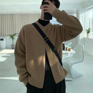 Men's Sweaters Man Clothes Cardigan Knitted For Men Round Collar Jacket Crewneck Black Business Coat Japanese Retro Casual Sweat-shirt