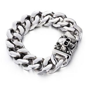 20mm Heavy Gothic Gold Men's Bike Biker Chain Skeleton Skull Bracelets Punk Rock Hiphop Silver 316L Stainless Steel Cuban Cur216T