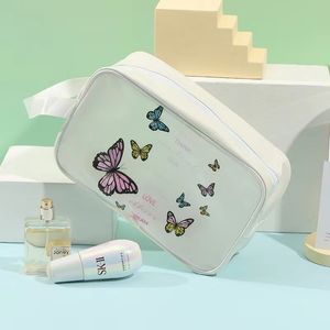 Piccola borsa per cosmetici dal design di lusso Borsa per il lavaggio con stampa a farfalla Borsa per cosmetici portatile multistile