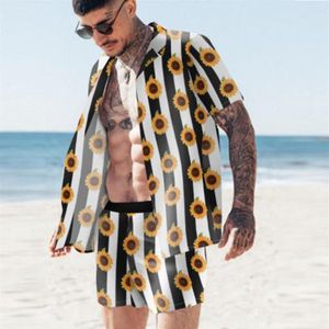 Mäns T-skjortor Set Short Sleeve Hawaiian Shirt and Shorts Summer Casual Floral Beach Two Piece Suit Fashion Men Set S-3XL2228