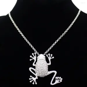 Pendant Necklaces RechicGu Funny Fairytale Crystal Big Frog Chain Necklace Fashion Woman Jewelry Man Accessories Gift Drop