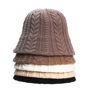 Wide Brim Hats Bucket Wool Hat Korean Fashion Japanese Retro Autumn Winter knitted Panama Cap Fisherman Girl Fedora Women Black 231013