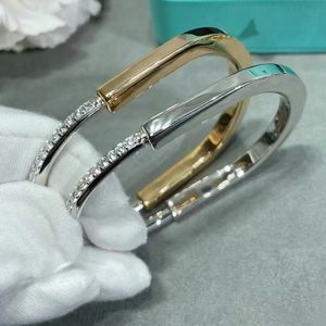 Designer pulseira pulseira de aço titânio designer bloqueio pulseira prata rosa ouro pulseiras para mulheres jóias com diamante