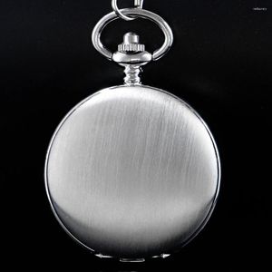 Карманные часы, серебряные матовые винтажные классические механические часы в стиле стимпанк со скелетом, часы с цепочкой-брелком, мужские и женские подарки