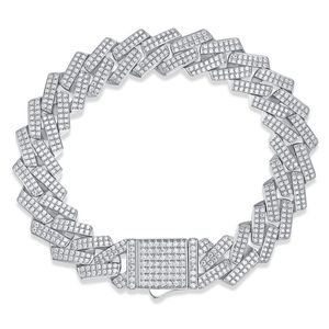 10mm 14 mm bredd 17 cm 19 cm 21 cm diamantarmband 925 Sterling Silver Bling Moissanite armband kedjor för män kvinnor för fest bröllop trevlig gåva gåva