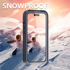 3 em 1 IP68 Capa de telefone transparente impermeável magnética para iPhone 14 Pro Max Outdoor Sports Sports Rode Full Protective Transparent Armour Shell que suporta carregamento sem fio