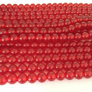 Pärlor High 4mm 6mm 8mm 10mm 12mm Red Jades Round Semi-Erecious Stone Chalcedony Women Party Weddings Gifts Diy Loose 15inch My42