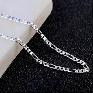 Chains 2021 Top Quality Silver Plated & Stamped 925 4mm Figaro Necklace For Women Men's Model Jewerly Whole 16-30inch1249U