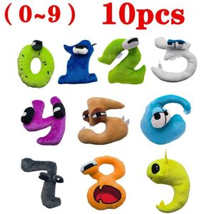 Peluş Bebekler 10 PCS 0-9 Sayı Lore Peluş Oyuncak Karakter Bebek Kawaii Dolgulu Hayvan Alfabesi Alfabe Lore Plushie Oyuncaklar Çocuklar İçin Eğitim Hediyeleri 231013