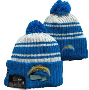 Männer Gestrickte Beanies mit Bündchen und Pom Chargers San Diego Bommelmützen Sport Strickmütze Gestreifte Sideline-Wolle Warme BasEball-Mützen Kappe für Frauen A0