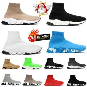 2023 Paris Designer Casual Socke Schuhe Komfort Sohle Atmungsaktive Männer Frauen Plattform Hommes Mesh Trainer Schwarz Glitter Gestrickte Triple Sneaker