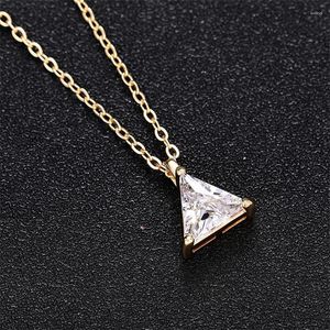 Pendant Necklaces CAOSHI Simple Style Necklace Lady Everyday Jewelry With Bright Triangular Shape Zirconia Fashion Gold Color Accessories