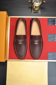2023 Erkek Tasarımcı Elbise Ayakkabı Gümüş Toka Kahverengi Deri Lüks Moda Yetiştiren Erkekler Sıradan İş Ayakkabıları Düz ​​Düğün Balo Akşam Ayakkabı