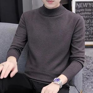 Men's Vests 2024 Autumn And Winter Self-cultivation Turtleneck Casual Plus Velvet Thick Knitted Sweater