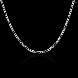 Kedjor Mens 4mm 16 ''-30 '' Figaro Chain! 925 Sterling Silver Neckor for Women Men Kids 40/45/50/55/60/75 cm smycken Kolye krage