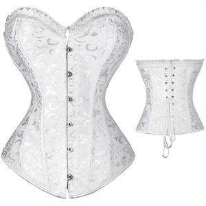 Bustiers korsetter Kvinnor Steampunk Spiral Steels Boned Corset Sexig Jacquard Overbust Corset och midjan Cincher Shapewear P281L