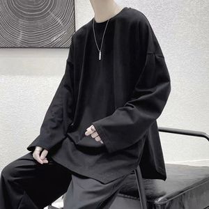 Men's T Shirts Spring Autumn Thin Plain Simple Base T-Shirt Oversize Loose Style Harajuku Casual Long Sleeve Clothes Funny Couple Streetwear