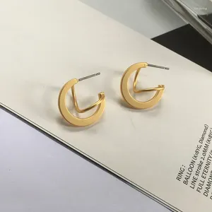 Stud Earrings Korean Fashion Jewelry Simple Matte Small Hoop Gold Plated Statement Design Gifts For Women