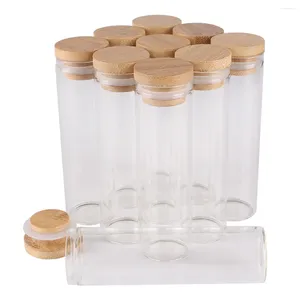 Butelki do przechowywania 24 sztuki 50 ml 30 100 mm rurki testowe z bambusowymi czapkami szklanymi słoikami fiolek życzenia śruby