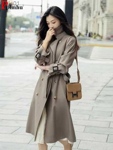 Женские куртки, повседневные двубортные тренчи-миди, корейские весенне-осенние куртки на шнуровке, пальто высокого качества Chaqueta New Cortavientos jerL231016