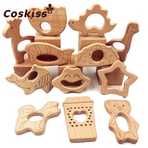 Dişör oyuncakları güzel karikatür ahşap teether 10pcs doğal hayvan şekilli bebek diş çıkarma emzirme ahşap teether kız bebek diy bakımı kolye oyuncaklar 231016