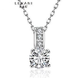 100% Pure 925 Sterling Silver Pendant Halsband 1 5 CT SONA CZ Diamond Engagement Necklace Solid Silver Wedding Halsband för Women307Z