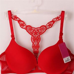 Lady Womens Sexy Front Closure Lace Racer Back Push Up Seamless Bra Racerback Bra2870