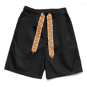 Men's Shorts KAPITAL 2023 Summer Japanese Trend Tiger Pattern Webbing Streamer Drawstring Women's Loose Casual Knee Length Pants