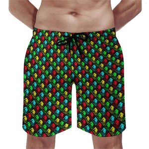 Herrshorts Summer Board Art Panda Sportswear Blue and Yellow Beach Short Pants Casual Quick Torking Swimming Trunks Plus Size