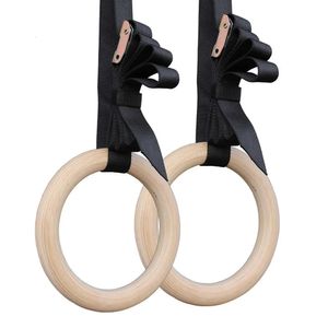 Anéis de ginástica 1 par de anéis de ginástica de madeira de bétula puxam anel de ginástica para treinamento de força de fitness home. 2,8cm*4,5m tiras ajustáveis para 231012 opcionais
