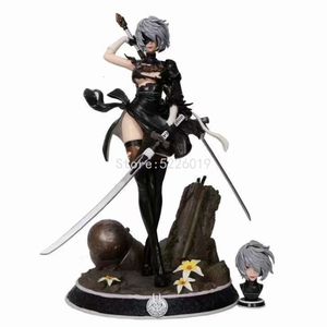 Brinquedos de dedo 33cm Nier Automata Anime Figura Yorha No.2 Tipo B Action Figure Automata Hunter 2b Duas Cabeças 2b Yorha Estatueta Modelo Boneca Presente