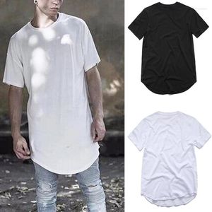 Männer T Shirts Kurve Saum Kurzarm Herren Hemd Hip Hop Swag Stil Streetwear Männlich Solide Top T Oansatz t-shirt Männer Kleidung