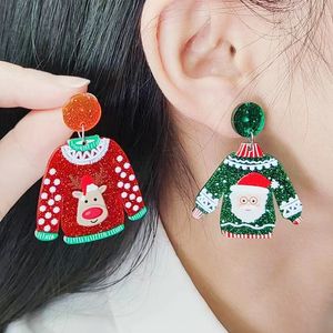 Noel kazak tasarımı küpe takı kulak kolyeler kulak zarı dekorasyonları Noel Baba Karikatür Oyuncak Toyunca Yeni Yıl Kadınlar Festival Hediye Partisi Malzemeleri Süsleme