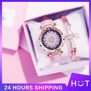 Wristwatches Fashion Simple Quartz Wristwatch Women Bracelet Luxury Diamond Ladies Dress Pink Dial Wrist Watch Watches Set