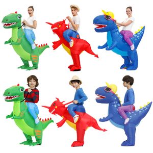 Cosplay Ride Dinosaur Iatable Kostümler Yetişkin Çocuklar İçin Cadılar Bayramı Kostümü Karnaval Parti Rolü Oyunu T Rex Giyim