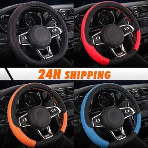 Capas de volante 38 cm 15 polegadas Universal Car Steering Wheel Cover Artificial Couro Borracha esporte elegante antiderrapante Auto Interior Acessórios Kits Q231016