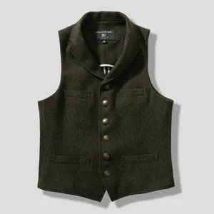 Gilet da uomo Gilet da uomo in tweed di lana verde slim fit gilet elegante da uomo vintage gilet americano